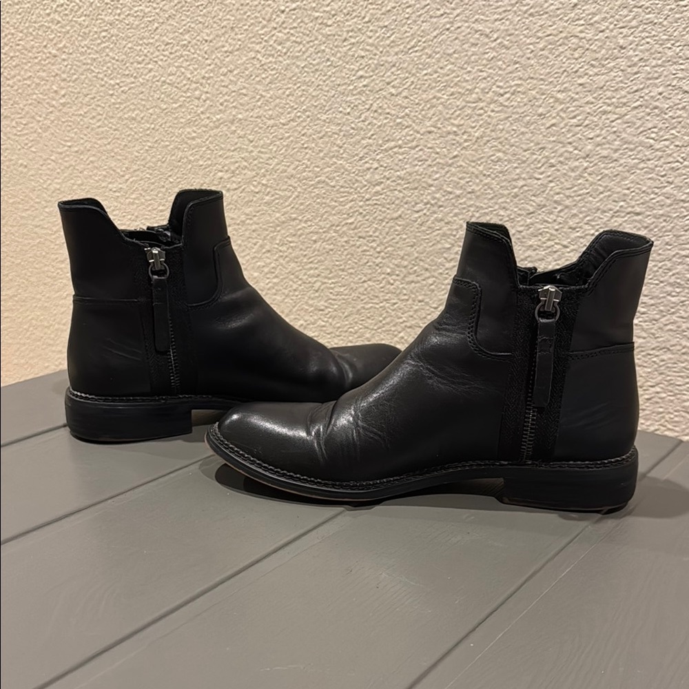 Ladies Franco Sarto Black Leather Ankle Boots